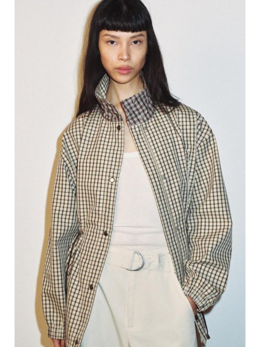 ZARA PLAID HIGH-NECK JACKET - Picture 2 of 14